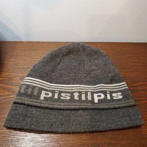 Pistil Designs Logo Gray White Black Striped One Size Beanie Hat